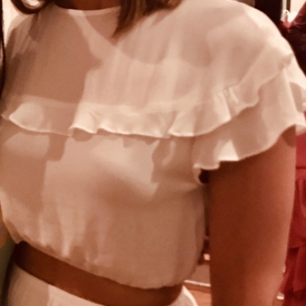 Reformation white maxi two piece dress, size M